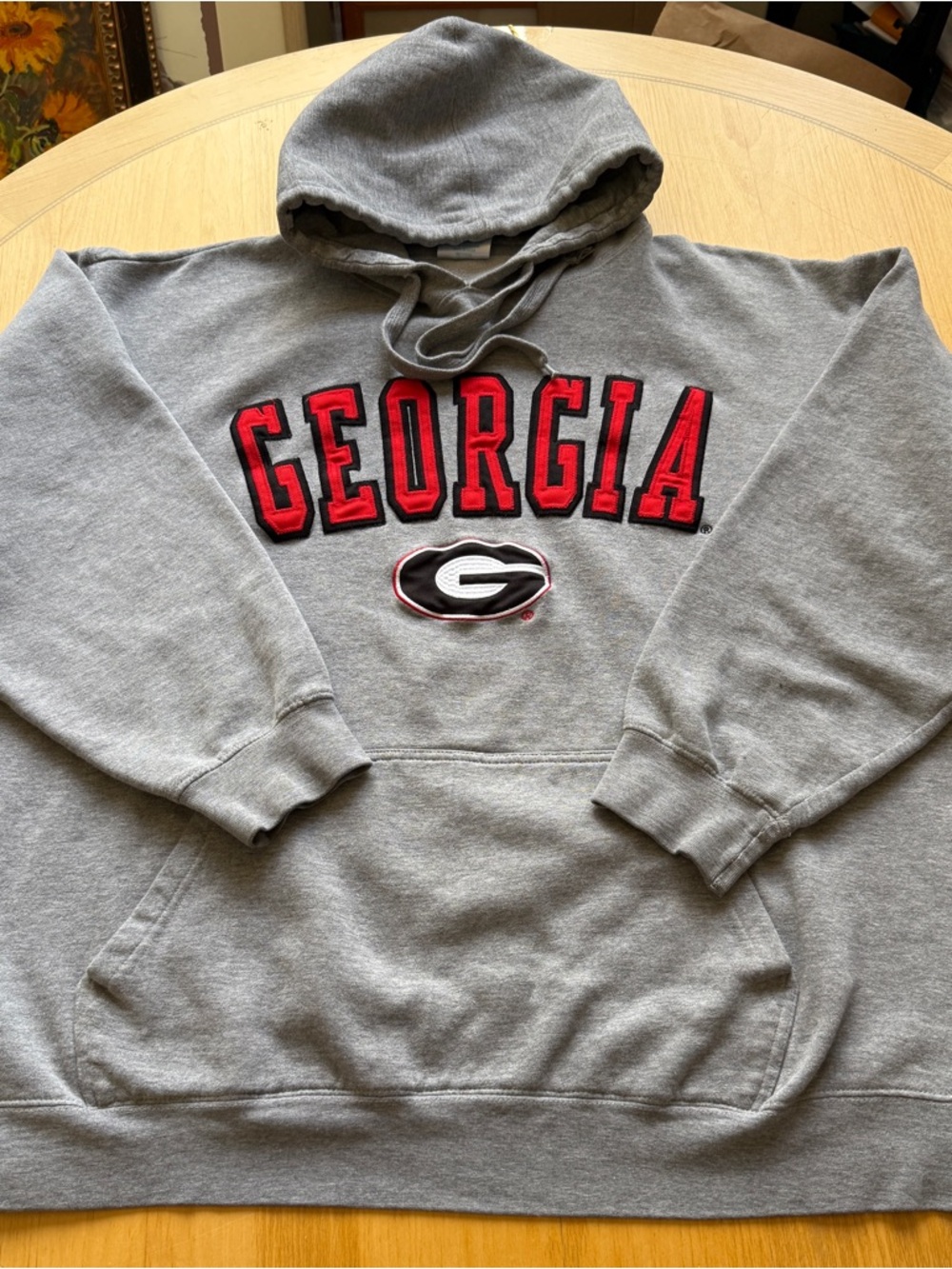 Georgia Bulldogs Hoodie 2XL Gray Embroidered NCAA Pullover Sweatshirt